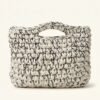 Grand sac crochet fait main Azura Moonlight en yarn t-shirt crème et fil argenté, Cocon Doux Crochet.